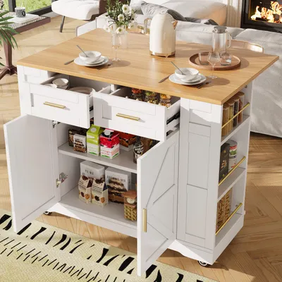 Produktbild von Küchenschrank/Buffetschrank mit Stretchfächern & Holzoptik, weiß