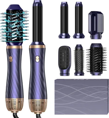Airstyler Set – 1000W Warmluftbürste Mit 5 Aufsätzen Zum Glätten, Locken & Föhnen