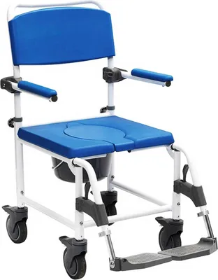 Produktbild von Drive Medical Dusch- & Toilettenstuhl Aston - schwenk- & abnehmbare Fußstützen, hochklappbare Armlehnen & Toiletteneimer -  XL bis 160 kg