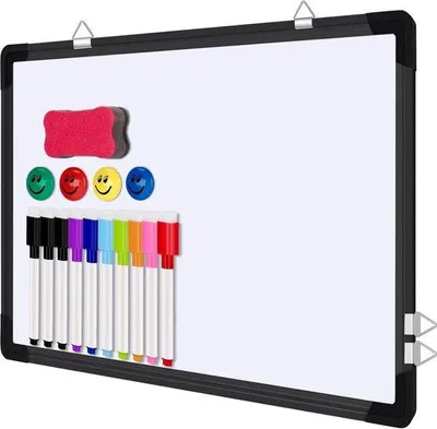 Produktbild von Famanu Magnetisches Whiteboard 40 x 30 cm - doppelseitig mit Stiften, Schwamm und Magneten