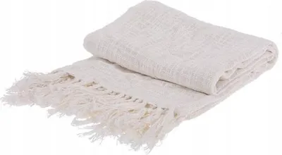 Zdjęcie produktu dla Miękka bawełniana narzuta na łóżko 130x170cm z frędzlami - Stylowy koc w 3 kolorach