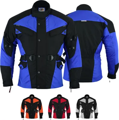 Produktbild von Herren Motorradjacke aus Textil mit 4CE-Protektoren & 8 Taschen Protektorenjacke, Größe:50/M, Farbe:Blau