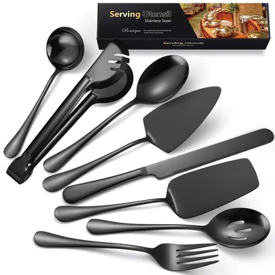 Produktbild von Omgoods – Set mit 8 Servierbesteck aus Edelstahl, elegantes Buffet-Set für Feiern und Bankette