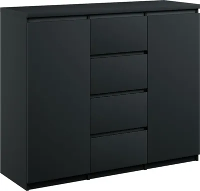 Produktbild von Elegante Kommode 2d4s 120 in Mattschwarz - Kombiniert Stil und Funktionalität!