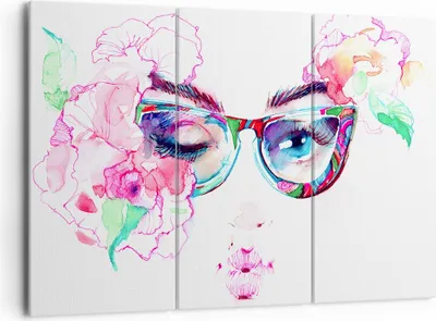 Produktbild von Bild auf Leinwand - Leinwandbild - Gläser Augapfel weiblich Farbe - 165x110cm - Wand Bild - Wanddeko - Leinwanddruck - Bilder - Kunstdruck - Leinwand bilder - Wandkunst - CE165x110-3091