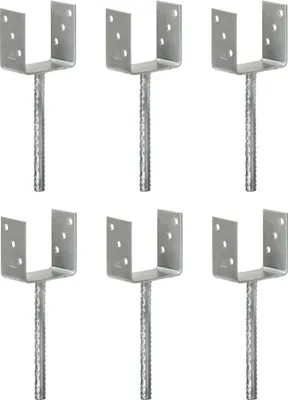 Obrázek produktu pro Podpěry pro nábytkové sloupky 6 kusů stříbrné 10×6×30 cm pozinkovaná ocel - Příslušenství pro ploty 145318