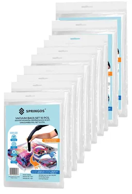 Productafbeelding van Vacuümzakken Set | Opbergzakken Kleding | Herbruikbaar | 10 stuks | 4 maten | Transparant |