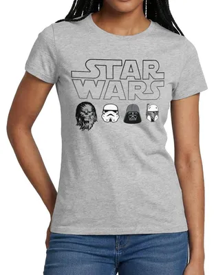 Produktbild von Star Wars Chewbacca Stormtrooper Darth Vader Icons Frauen T-Shirt, XXL, Grau meliert