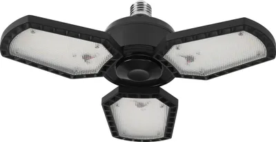 Produktbild von OSRAM Highbay Blade Deckenlampe in Schwarz, Aluminium, mit verstellbaren Lichtflügeln, bietet 60 W bzw. 6500 lm in Neutralweiß mit 4000 K, E27 Schraubgewinde, 337. 5 mm Durchmesser, IP20