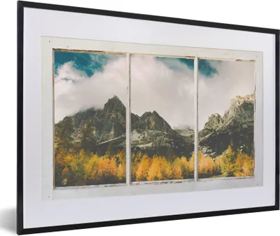 Produktbild von MuchoWow® MuchoWow® Gerahmtes Poster Aussicht - Baum - Berg 60x40 cm - Poster mit zchwarzem Bilderrahmen - Schlafzimmer - Plakat in Rahmen - Drucken