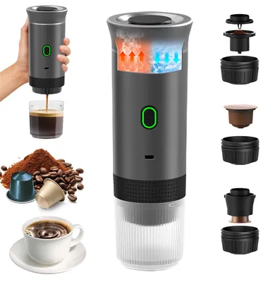 Immagine prodotto di Macchina da caffè portatile, 3-in-1, per capsule e caffè macinato