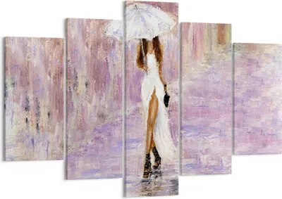 Produktbild von Bild auf Leinwand - Leinwandbild - Frau Regenschirm - 150x100cm - Wand Bild - Wanddeko - Leinwanddruck - Bilder - Kunstdruck - Wanddekoration - Leinwand bilder - Wandkunst - EA150x100-3822