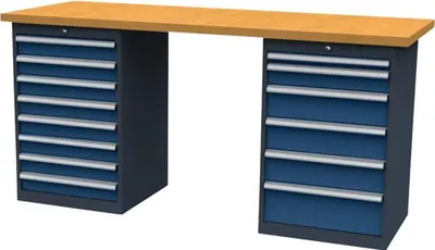 Produktbild von Forum Reihenwerkbank B2000mm 14Schubladen RAL7016/5010, 4317784947367