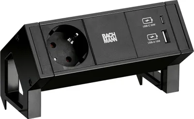 Produktbild von BACHMANN DESK2 1x Schutzkontakt 1x USB-Charger A/C, schwarz
