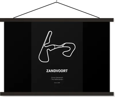 Produktbild von MuchoWow® Textilposter Zandvoort - Formel 1 - Schwarz 120x80 cm mit schwarzem Rahmen - Wanddeko
