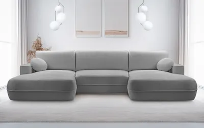 Produktbild von AX LIVING U Couch mit Schlaffunktion Peoni 364 cm hellgrauer Stil