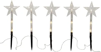 Produktbild von Star Trading  Outdoor Bodenlichterkette ,Wandy' mit Leuchtsternen, Batterien + Timer, 5 LED Lichtquellen, warmweiß, L 140cm