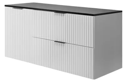Zdjęcie produktu dla Szafka Łazienkowa Szuflady Drzwi Flisan 120X46 Cm Biała Z Czarnym Blatem