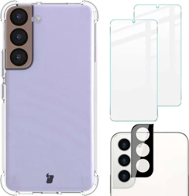 Produktbild von Bizon Case Clear Pack Hülle + 2x Displayschutzglas + Objektivglas Samsung Galaxy S22 klar