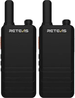 Obrázek produktu pro Ruční vysílačky PMR446, ultratenké, s funkcí VOX a handsfree, 2 ks, černé, bezdrátové provedení.