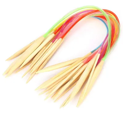 Produktbild von Rundstricknadelset, 18 Bambusstricknadeln, bunte Röhrenstricknadeln (40 cm)