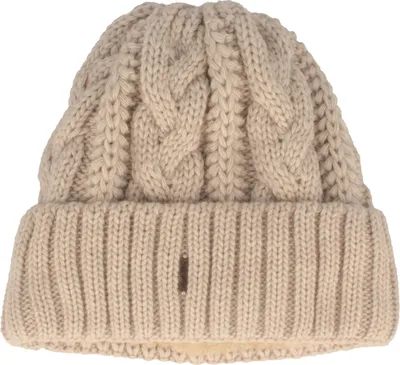 McBurn Strickmütze Zopfmuster mit breitem Umschlag in beige
