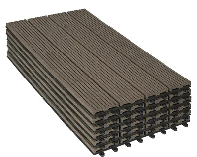 Produktbild von WPC Klickfliesen Holzoptik 30x60 cm 12 Stück | Braun | 30x60x3 cm