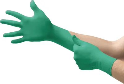 Produktbild von Ansell TouchNTuff 92-600,Nitril- Einmalhandschuhe, Einweghandschuhe für Lebensmittel, Chemikalienschutzhandschuhe mit hohem Schutz, Latexfreie Handschuhe, Grüne Nitrilhandschuhe, 100 Stück, Gr. XL – S