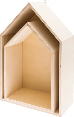 Produktbild von 2er-Set Haus-Regal aus Holz mit Aufhängeöse, individuell gestaltbar, ca. 32,5 x 21,5 x 10 cm