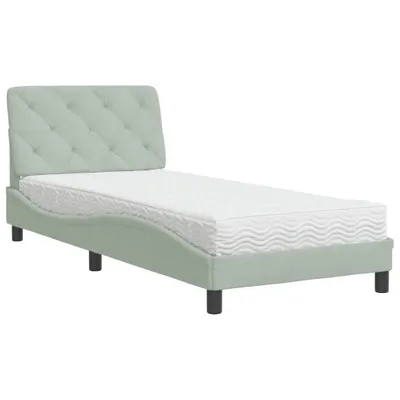 Produktbild von vidaXL Bett mit Matratze Hellgrau 90x190 cm Samt