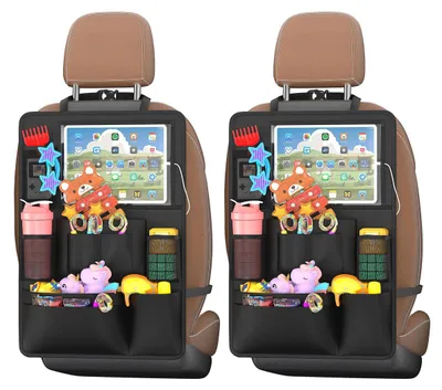Produktbild von Autositz Organizer, 2 Stück Rückenlehnenschutz Auto Kinder, Wasserdicht 600D Oxford Rücksitz Organizer für bis zu 11-Zoll Tablet Tasche, 10 Taschen