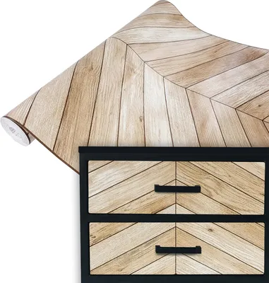 Produktbild von Klebefolie Möbel 67x100 cm - Fischgrät Braun - Möbelfolie selbstklebend in Holzoptik - Folie für Möbel zur schnellen Renovierung von Türen und Schränken - Möbelfolie dekorativ und pflegeleicht