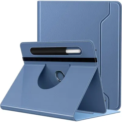 Immagine prodotto di Custodia universale per tablet da 9-11 pollici con supporto a 360° e tasca per penna, colore blu denim