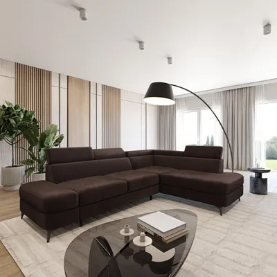Produktbild von Masseno Ecksofa AVISE M R-S mit Schlaffunktion L-Form, Sofa mit Bettkasten, Wohnzimmersofa, Couch, Soffa, Bettsofa, Couchgarnitur- Braun, MONOLITH 29