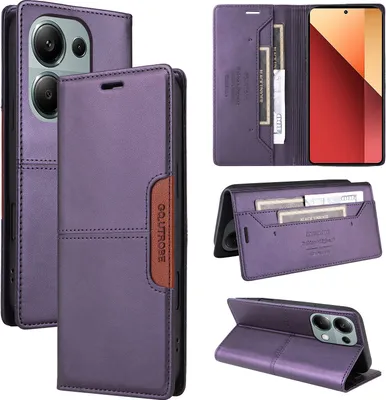 Immagine prodotto di Custodia per Xiaomi Redmi Note 13 5G, custodia in pelle flip wallet con slot per schede e supporto Viola
