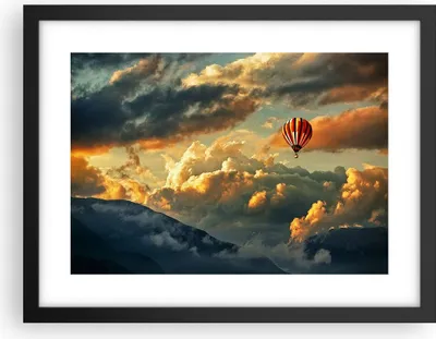 Produktbild von Gerahmtes Poster - Schwarzer Rahmen - Wolken Ballon Flug - 40x30 cm - Wand Bild - Wanddeko - Wandbilder - Kunstposter - Wandposter - Bilderrahmen - Bilder - Kunstdruck - Wandbild - P2BAA40x30-3791