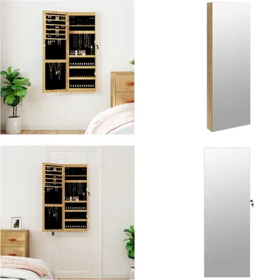 Produktbild von vidaXL Spiegel Schmuckschrank mit LED Beleuchtung Wandmontage - Spiegel-Schmuckschrank - Spiegel-Schmuckschränke - Schmuckschrank - Aufbewahrungsspiegel