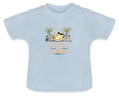 Produktbild von Spreadshirt Chillin' À Pâques Küken In Hängematte Ostern Baby Bio-T-Shirt mit Rundhals, 3-6 Monate, Hellblau
