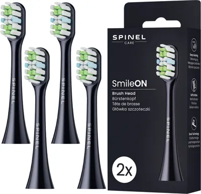 Obrázok produktu pre Spinel Care nástavce na zubnú kefku SmileON Black 4-pack sonická zubná kefka