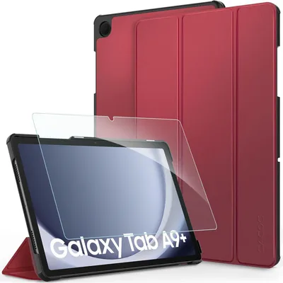 Immagine prodotto di Custodia protettiva per tablet Samsung Galaxy Tab A9+ Plus da 11 pollici, con pellicola protettiva, colore rosso vino