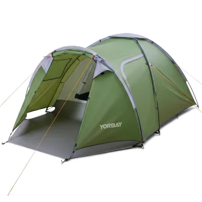 Produktbild von Yorbay Campingzelt mit Vorraum für 3-4 Personen,Leichtes Tunnelzelt (wasserdichtes Zelt mit UV-Schutz 50), für Camping, Reisen, Trekking, Garten,
