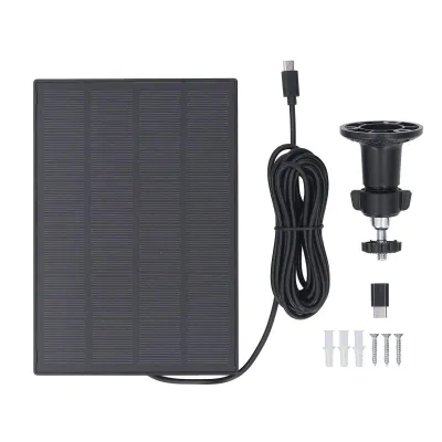 Obrázok produktu pre 5W 5V solárny panel pre bezpečnostné kamery, IP66 vodotesný, bezdrôtová nabíjačka pre vonkajšie použitie s rozhraním Micro-USB typu C