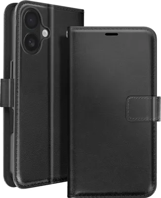 Immagine prodotto di Mayaxess, Custodia a portafoglio per iPhone 16 Plus di Apple con funzione stand e tracolla, nero