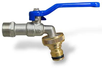 Produktbild von Kugelauslaufhahn Wasserhahn Auslaufhahn Steckkupplung Messing Blau 1/2 Zoll