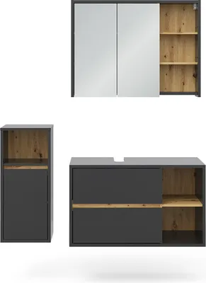 Produktbild von Badmöbel-Set Vicco Viola Anthrazit 3 Teile, mit Midischrank, Model 40195