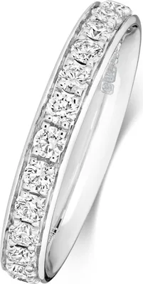 Produktbild von 18 Karat (750) Weißgold Halb Eternity Diamant Trauring/Ehering/Hochzeitsring Brillant-Schliff 0.96 Karat G - SI1, 50 (15.9); TRS1874018KWRSK