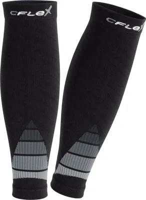Produktbild von CFLEX Herren & Damen Sport Kompressions Stulpen (1 Paar) Wadenbandage - Schwarz-Grau L-XL
