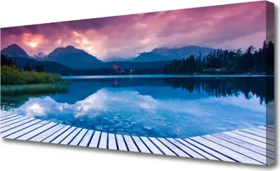Produktbild von Tulup Leinwand-Bilder 125x50 Wandbild Canvas Kunstdruck Gebirge See Landschaft