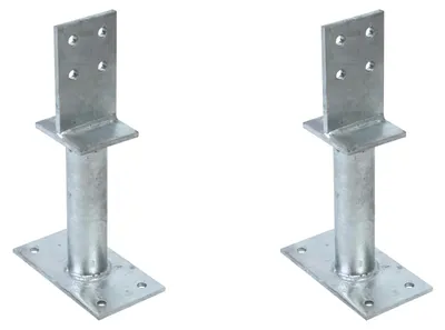 Zdjęcie produktu dla Alberts 2 x wsporniki słupków teowych ze środnikiem, kotwa do betonu 200 mm, wysokość środnika 130 mm, ocynkowane ogniowo, do osadzania w betonie