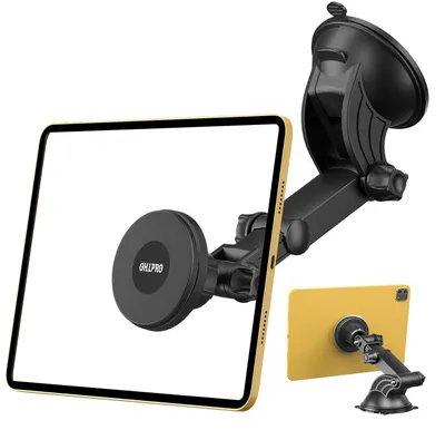 Zdjęcie produktu dla Magnetyczny uchwyt na tablet samochodowy, 5-13 cali, obrót o 360°, teleskopowy ramien o długości 18 cm, odpinany i zmywalny przyssawka, do montażu na szybie i desce rozdzielczej
